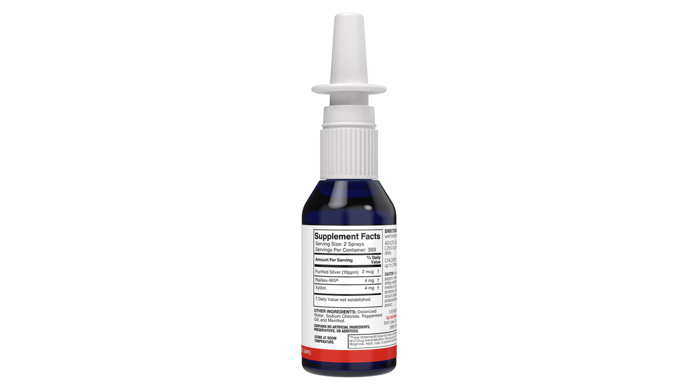 Nano Spray Pro bottle showing the Supplement Facts panel