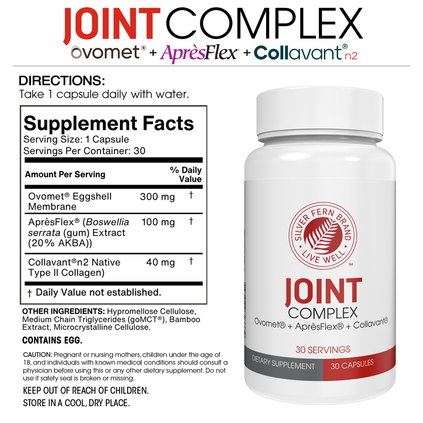 Joint Complex directions, ingredients, and Supplement Facts